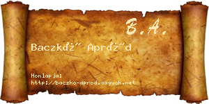 Baczkó Apród névjegykártya